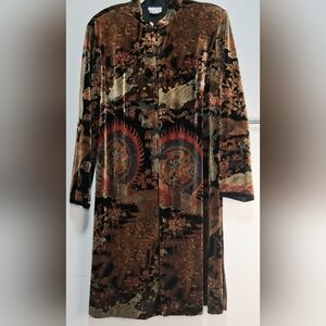 Velvet Long Coat/Blazer Clio II Mandarin Collar Toggle Closure Size 1X